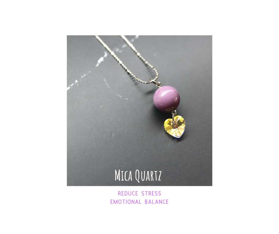 สร้อยคอจี้หินแท้ "The Heart" Purple Mica Quartz (ปรับความสมดุลทางอารมณ์)
