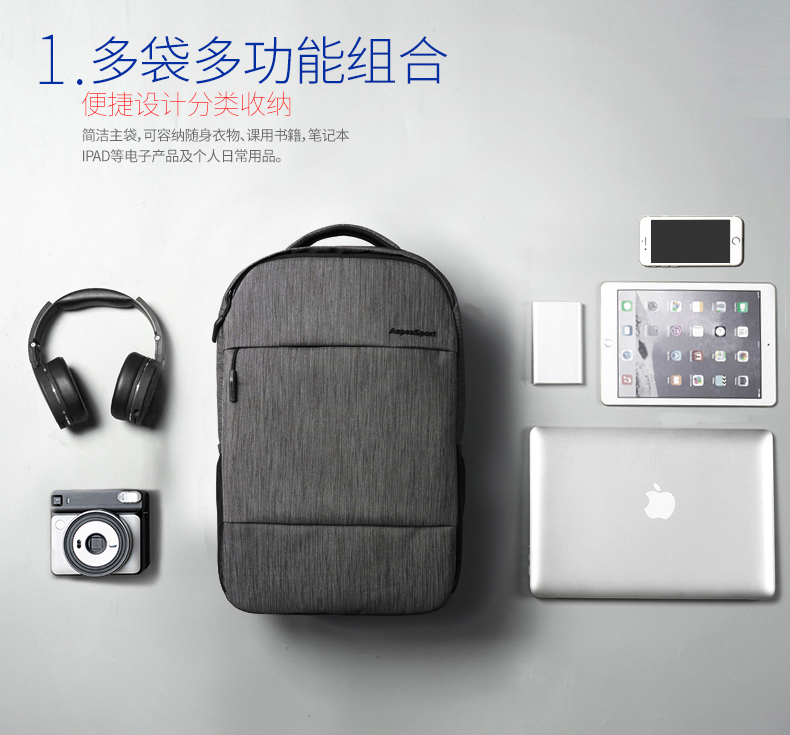 AspenSport Backpack Laptop กระเป๋าสะพายหลัง กระเป๋าโน๊ตบุ๊ค 14-16 นิ้ว กระเป๋าเดินทาง รุ่น AS-B99 ขนาด สีเทา