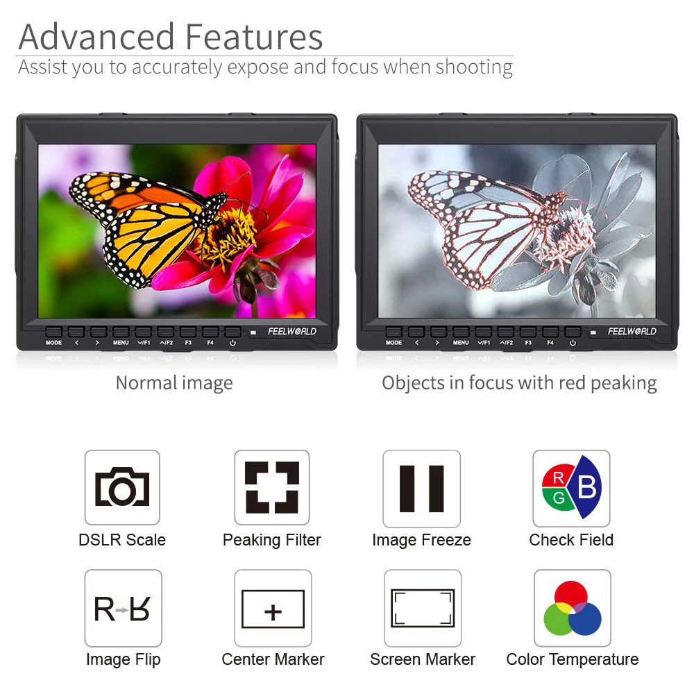 FEELWORLD FW759: จอภาพ 7 นิ้ว สำหรับกล้อง DSLR พร้อม HD Assist และ 4K HDMI
