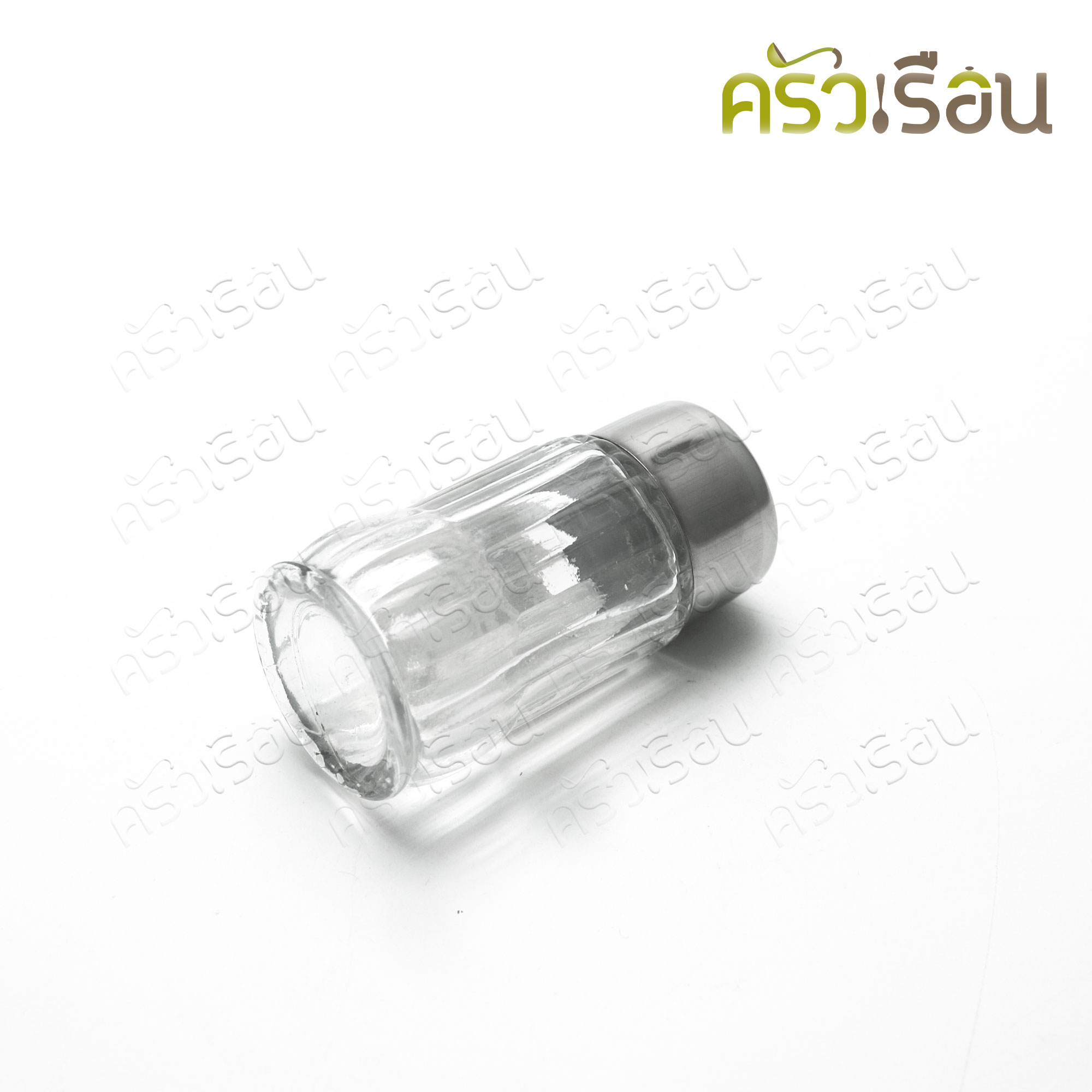Twin Ray ขวดเกลือ วัสดุแก้ว ขนาดใหญ่ 3 x 7.5 ซม. ลายเส้นตลอด (ตรง) ฝาสเตนเลส #246/5 กระปุกใส่เกลือ