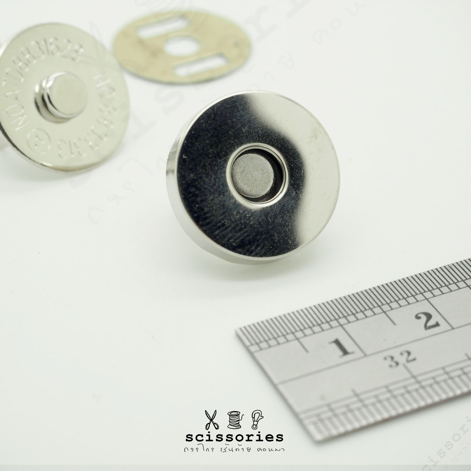 แม่เหล็ก หนา หน้าเรียบ 18 MM สีเงิน/2ตัว