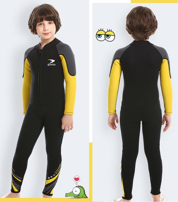 ชุดว่ายน้ำเด็กควบคุมอุณหภูมิ ป้องกันความหนาว ป้องกันรังสี UV ผลิตจากผ้า Neoprene หนา 2.5 mm.