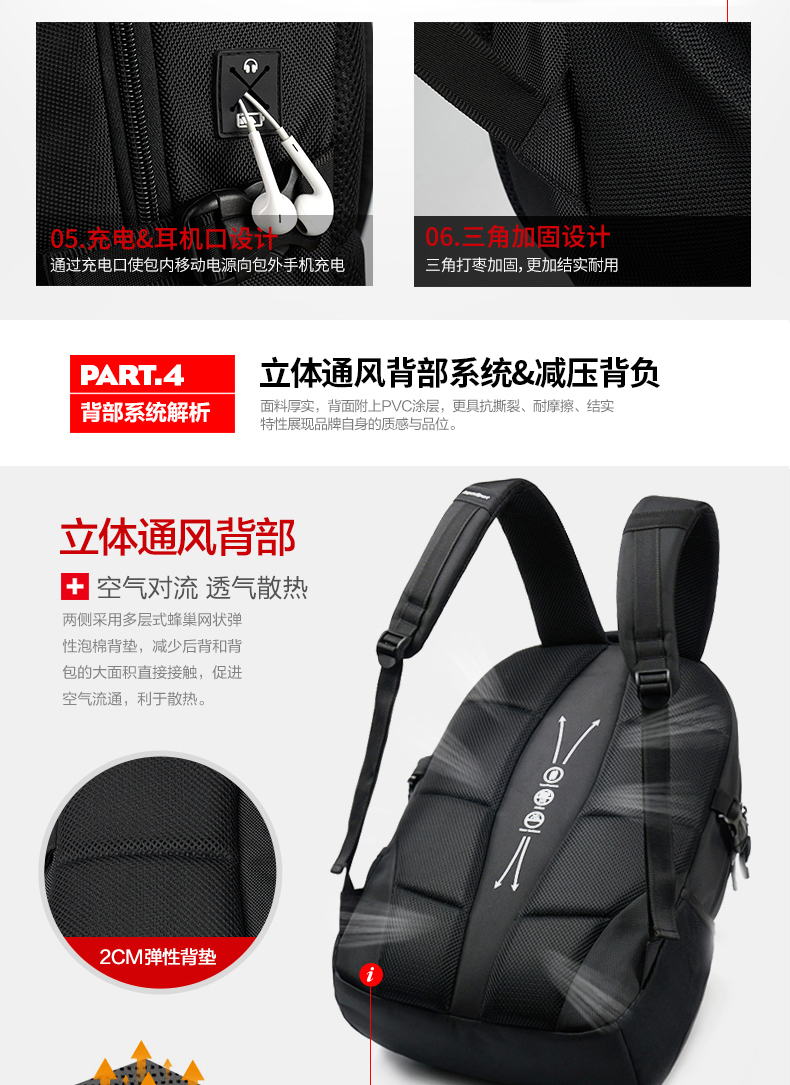 AspenSport Backpack Laptop กระเป๋าสะพายหลัง กระเป๋าโน๊ตบุ๊ค 14-16 นิ้ว กระเป๋าเดินทาง รุ่น AS-B98 ขนาด สีดำ