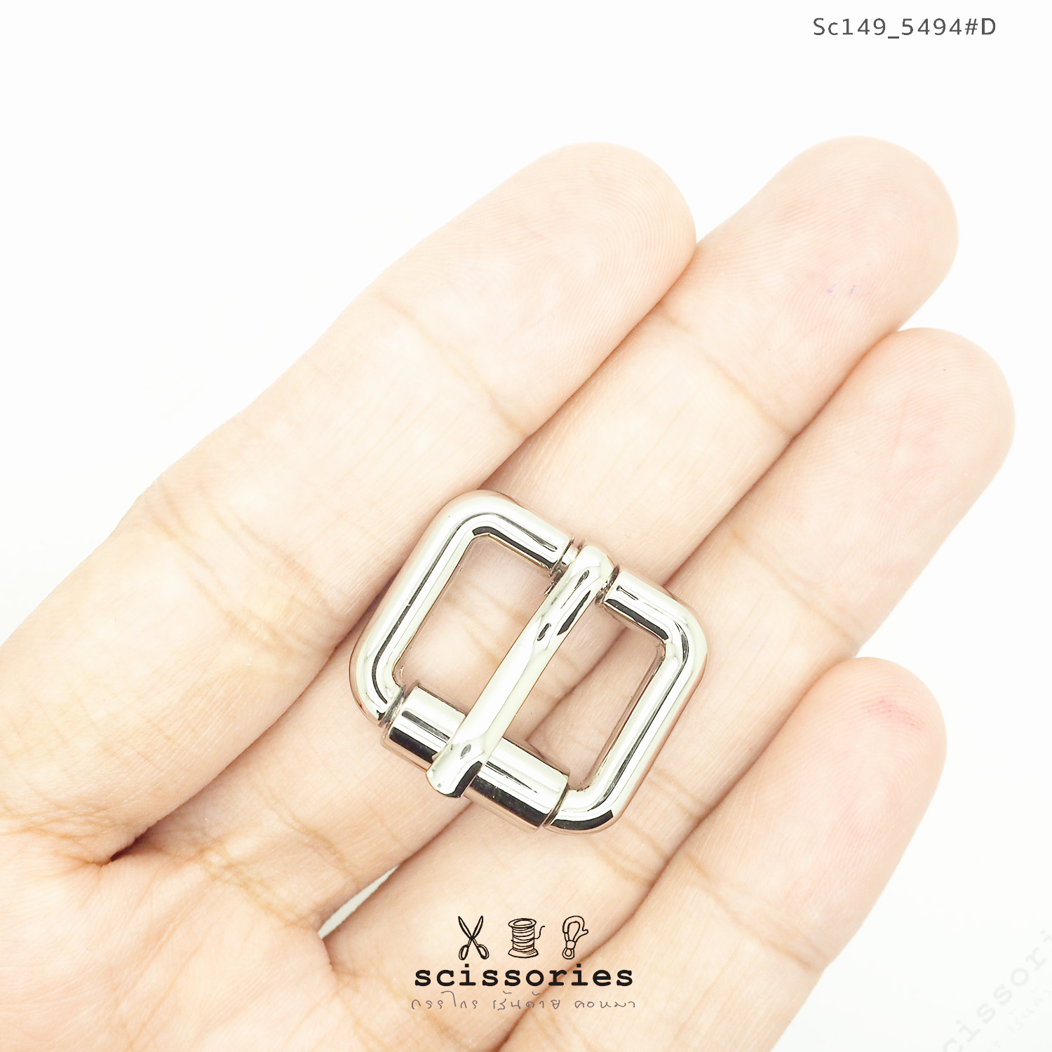 เข็มขัด ลูกกลิ้ง 1.7cm สีเงิน/2ตัว