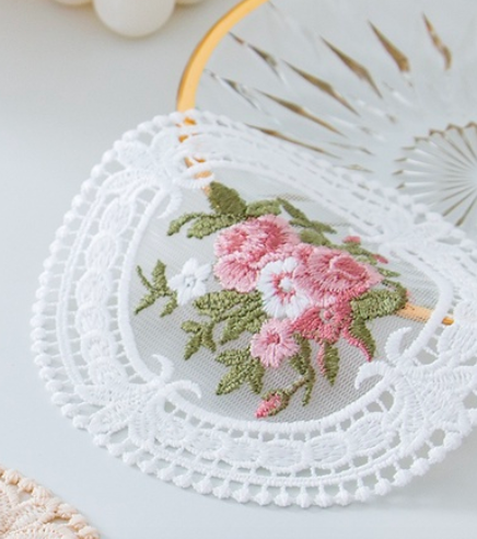 Set ผ้ารองแก้ววินเทจ สไตล์ลูกไม้ฝรั่งเศส ชุด 4 ชิ้น