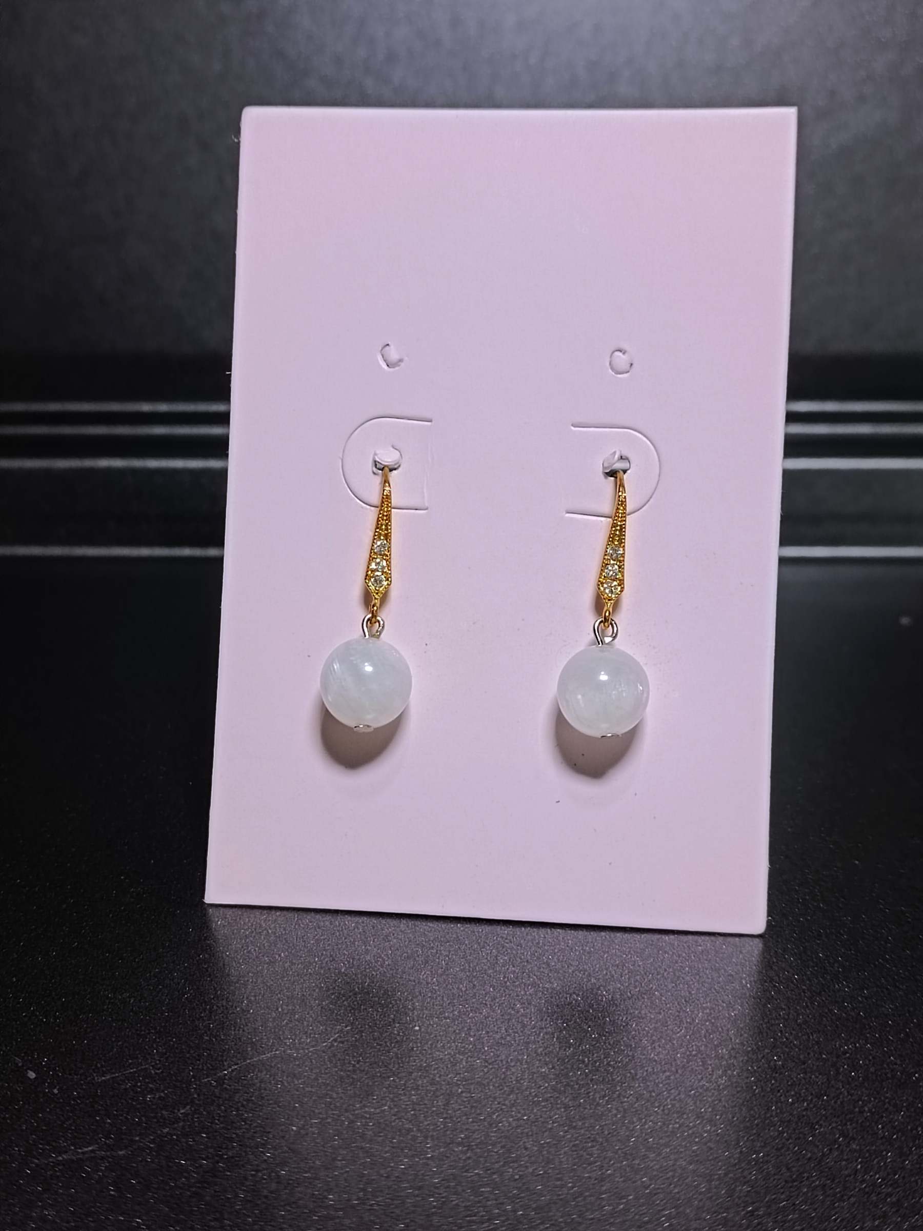 ต่างหูหินแท้ "14K" Moonstone Earring (Feminine Energy)