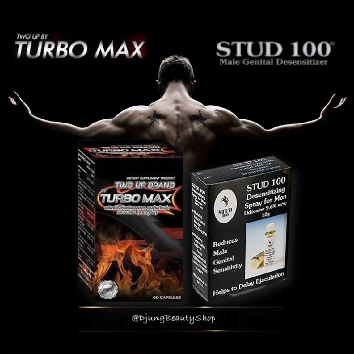 Two Up By Turbo Max ทูอัพ บาย เทอร์โบแม็กซ์ 60 แคปซูล ช่วยเสริมสมรรถภาพและ STUD 100 สเปร์ยชะลอการหลั่งสำหรับท่านชาย ช่วยให้คุณและคู่ของคุณมีความสุขที่ยาวนานขึ้น
