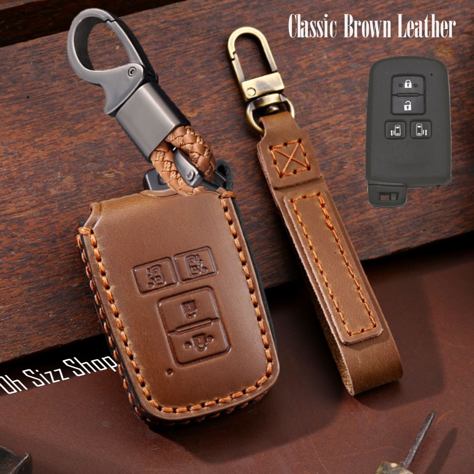 เคสรีโมทรถ Toyota Sienta 2021 Camry 2015 งานหนังม้า พรีเมียมเกรด Premium Grade Hallmo HANDMADE ทรงคลาสสิค (Horse Leather Key Case Key Sets ; Toyota 2,3,4 ปุ่ม