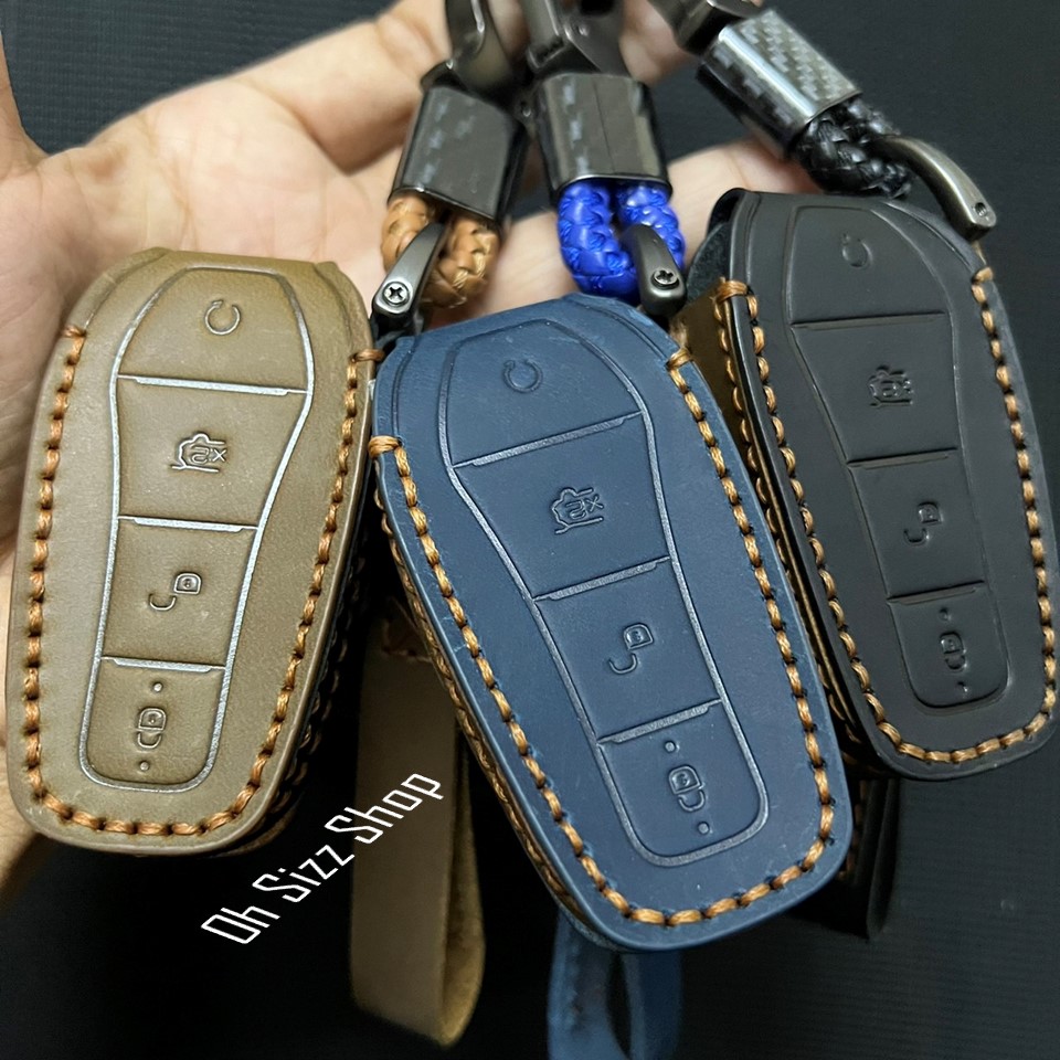 เคสรีโมทรถ BYD ATTO 3 2022 งานหนังม้า พรีเมียมเกรด Premium Grade Hallmo HANDMADE ทรงคลาสสิค Horse Leather Key Case Key Set