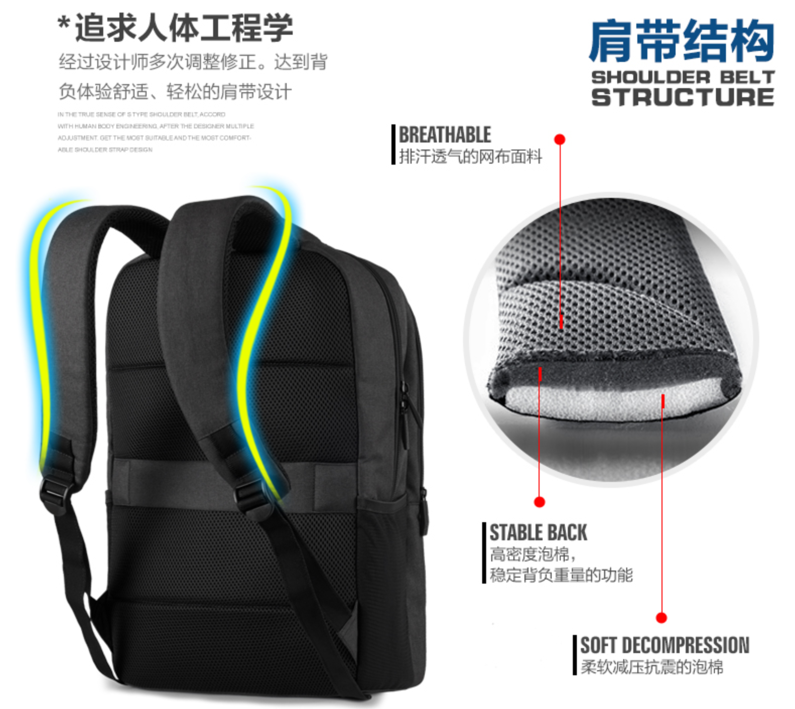 AspenSport Backpack Laptop กระเป๋าสะพายหลัง กระเป๋าโน๊ตบุ๊ค 14-16 นิ้ว กระเป๋าเดินทาง รุ่น AS-B96 ขนาด สีดำ