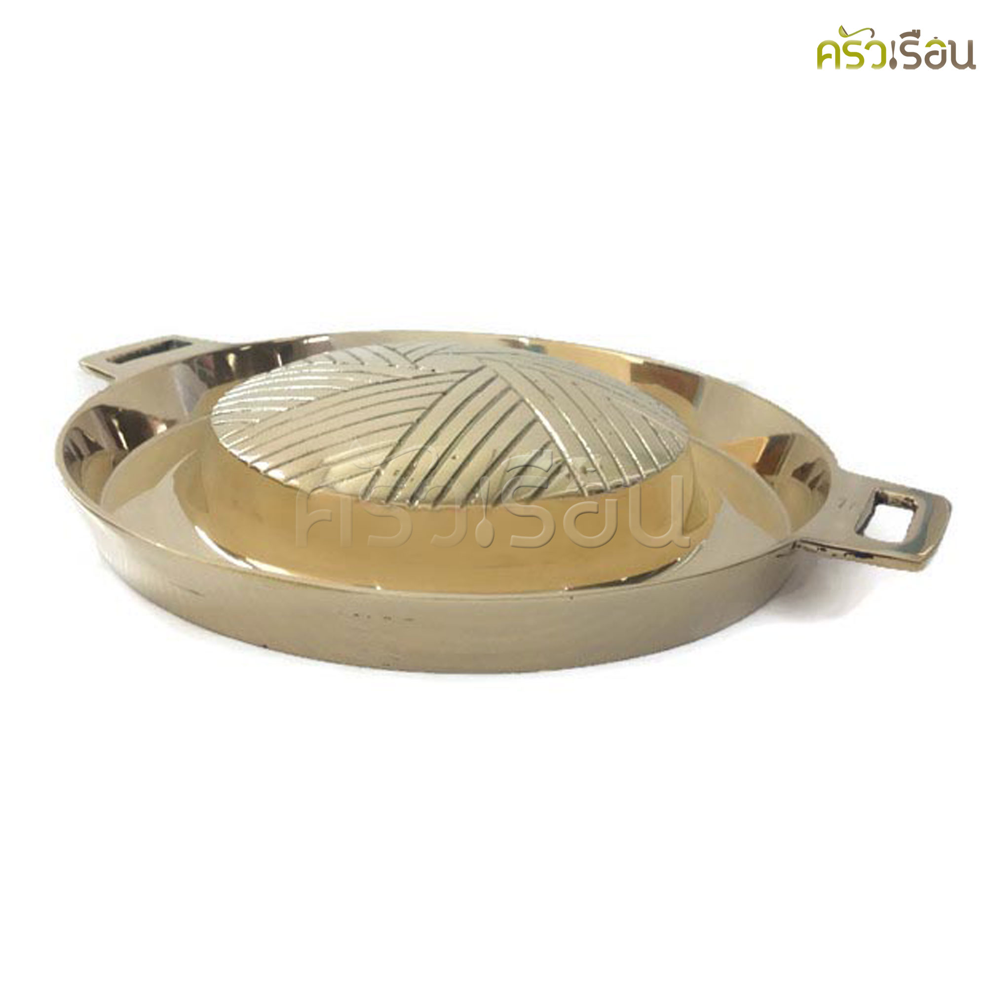 BRASS กระทะย่าง ทองเหลืองแท้ เบอร์ 16 28 x 35 x 6.5 ซม. กะทะปิ้งย่าง กะทะหมูกะทะ