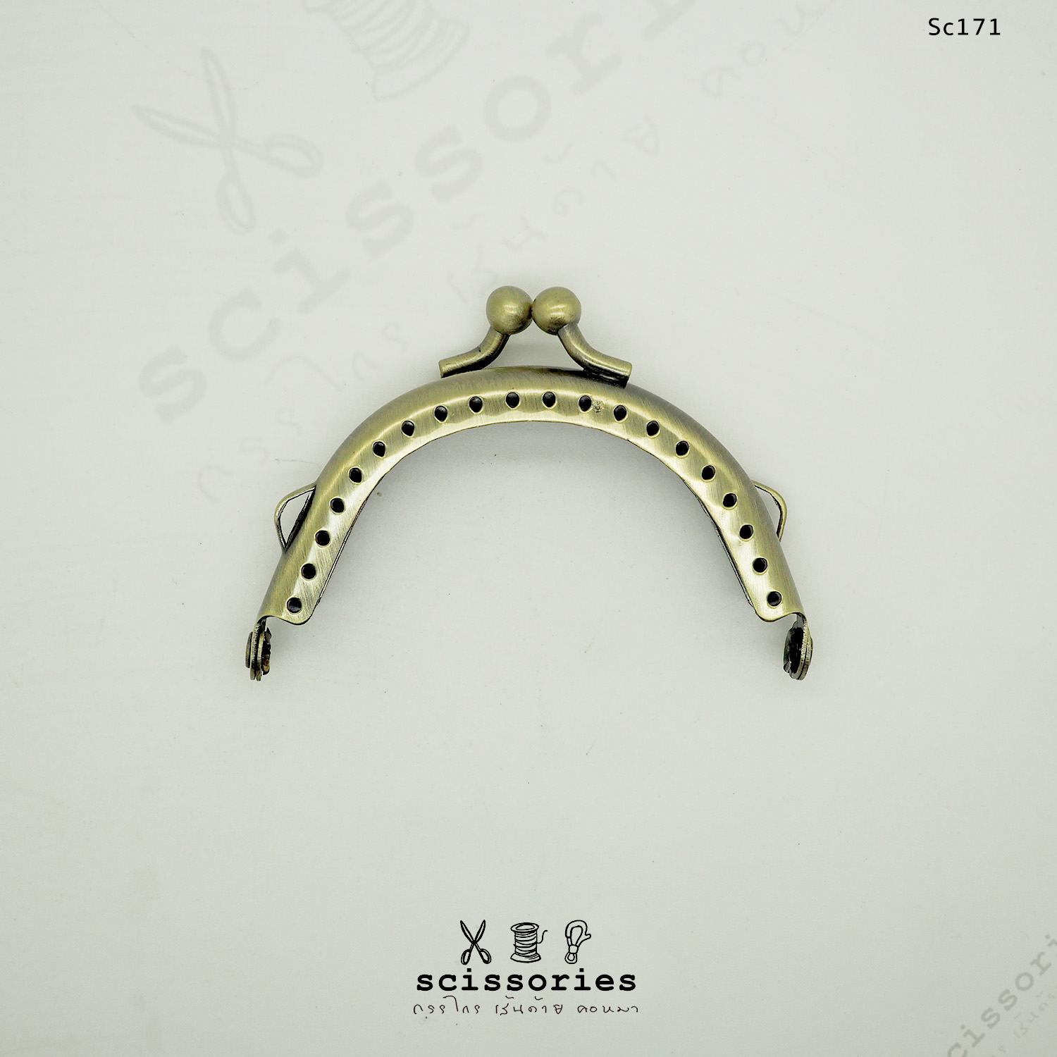 ปากกระเป๋าปิ๊กแป็ก 6 cm แบบฉลุ มีหูข้าง สีเหลืองปัด จำนวน 1 ตัว