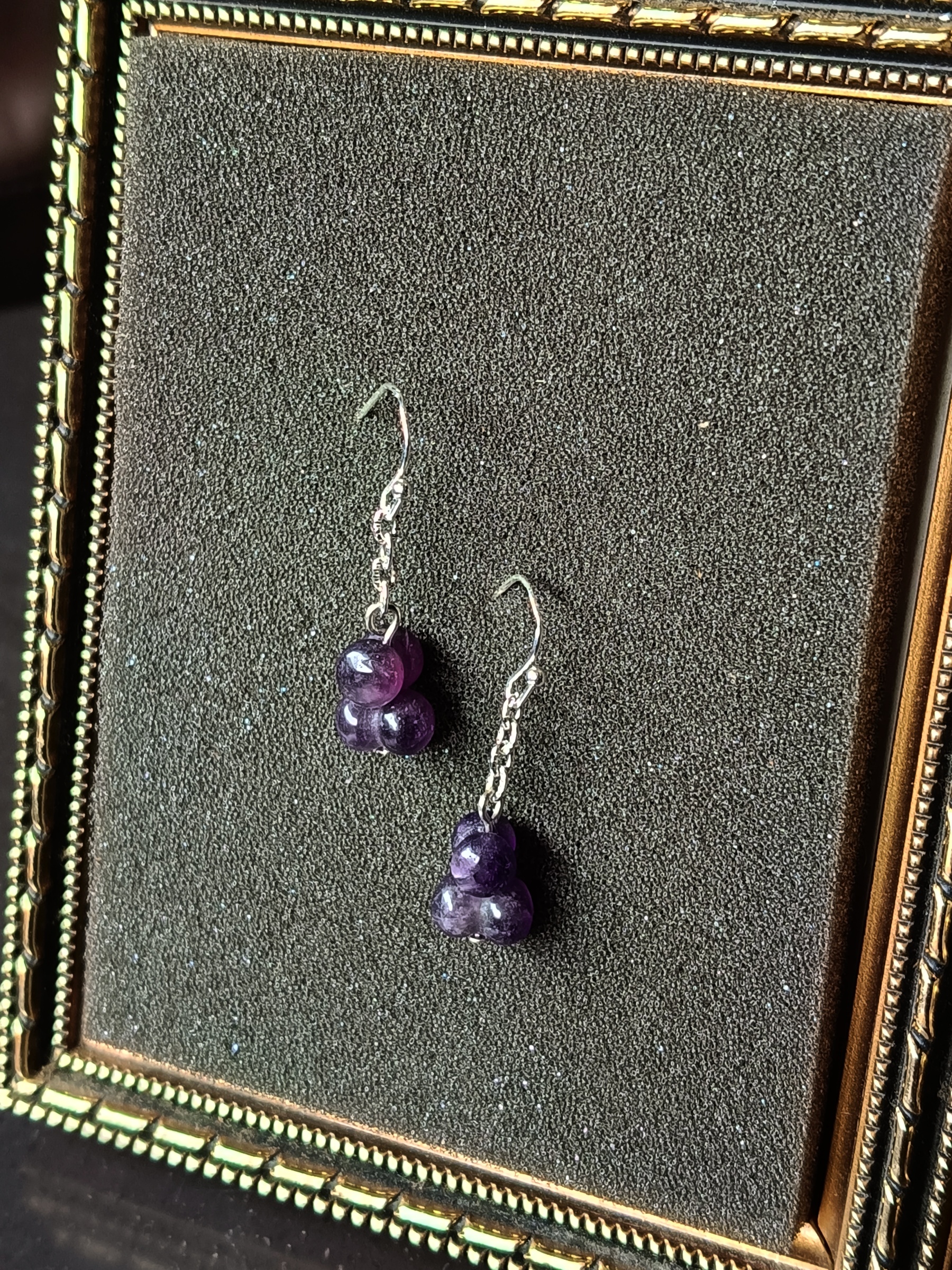 ต่างหูหินแท้ "Flow Silver" Amethyst Earring (Positive Energy , Energy Filter)