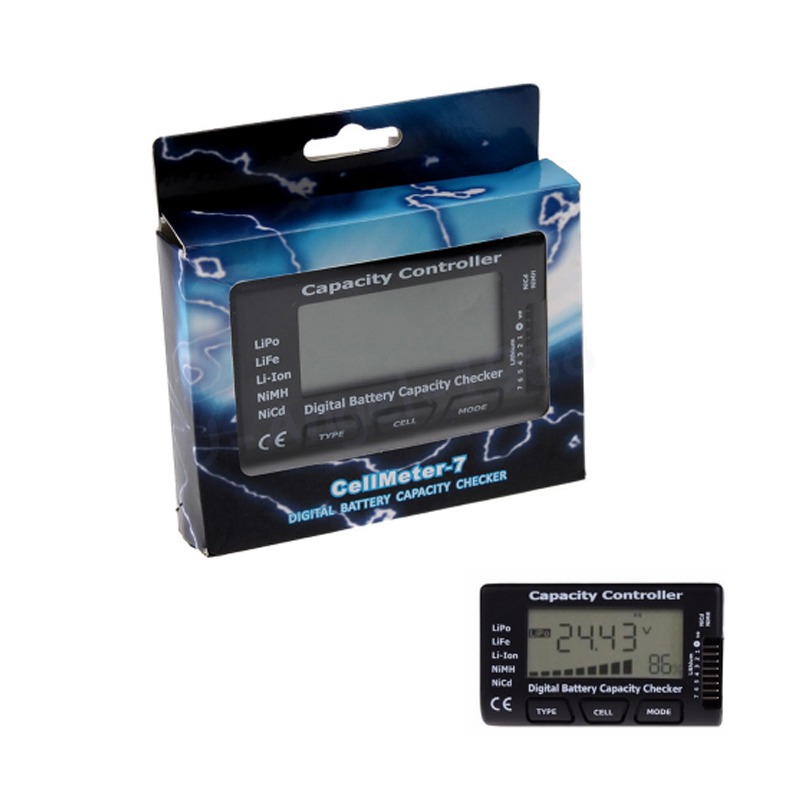 RC CellMeter 7 Battery Capacity Checker สำหรับ 2-7S LiPo LiFe Li-Ion nicd NiMH ครื่องเช็คแบต เครื่องตรวจสอบ แบตเตอรี่