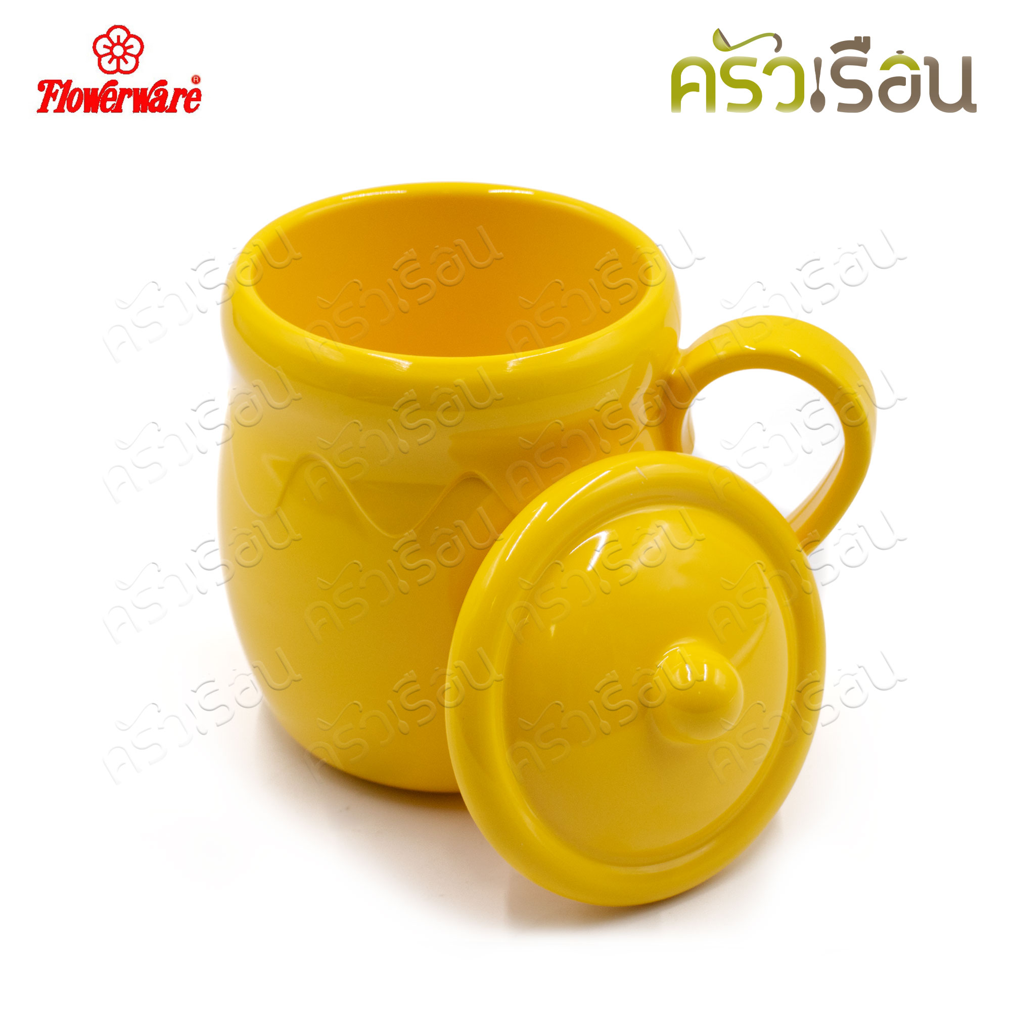 Flowerware ชุดโถน้ำผึ้งพร้อมฝา 3.5 นิ้ว EOS YELLOW CL6289-3.5 ถ้วยน้ำ เมลามีน เนื้อหนา ทนความร้อน