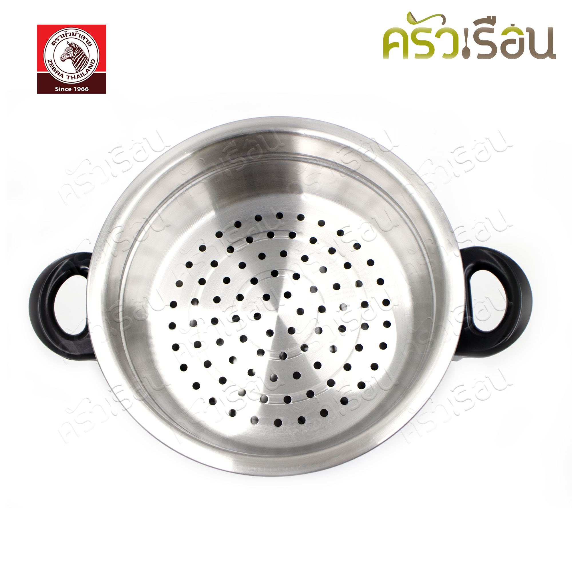 ZEBRA ชุดเครื่องครัว 6 ชิ้น ตราหัวม้าลาย 185443 หม้อหุงต้ม + ชั้นนึ่ง 22 ซม., หม้อด้าม 16 ซม. + ทัพพี 1 อัน