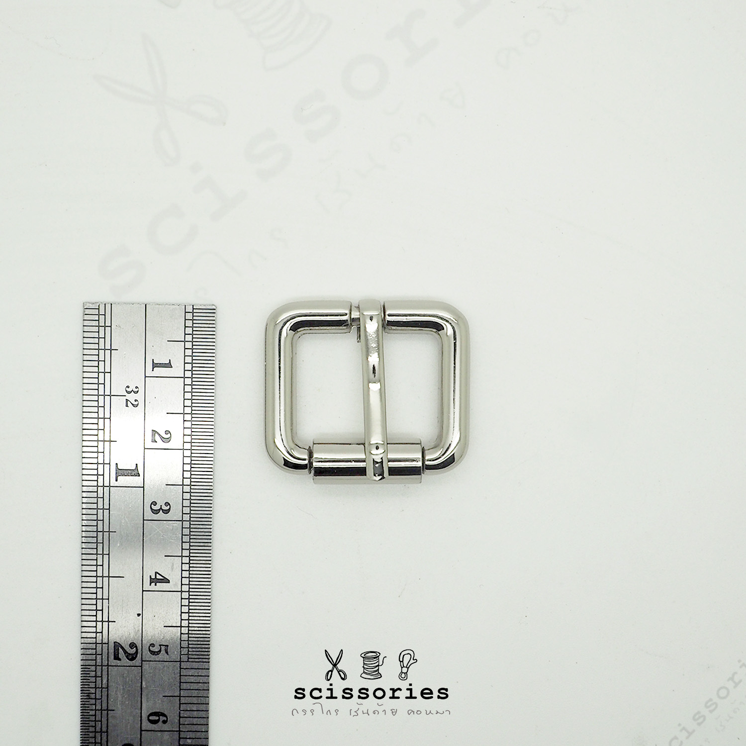 เข็มขัด ลูกกลิ้ง 2cm สีเงิน/2ตัว