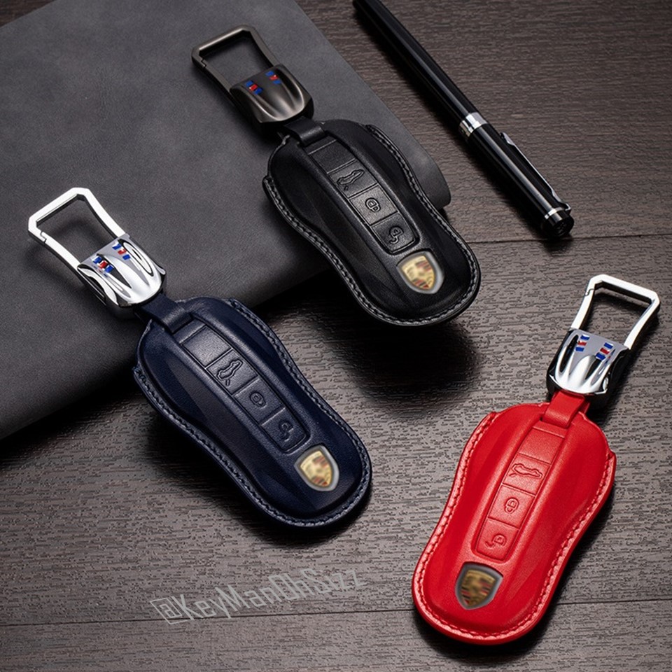 เคสรีโมทรถหนังแท้ Porsche Keyless งานหนังวัวแท้ พรีเมี่ยมเกรด Premium Grade XCULLER ทรงคลาสสิค (Luxury Leather Key Case) Key Sets ; Porsche Cayenne Macan Tiger Panamera Car Key Sleeve Cover High-End ด้วยนวัตกรรมกรรมการผลิต ผิวสัมผัสนุ่ม เรียบ หรู ดูดี งาน