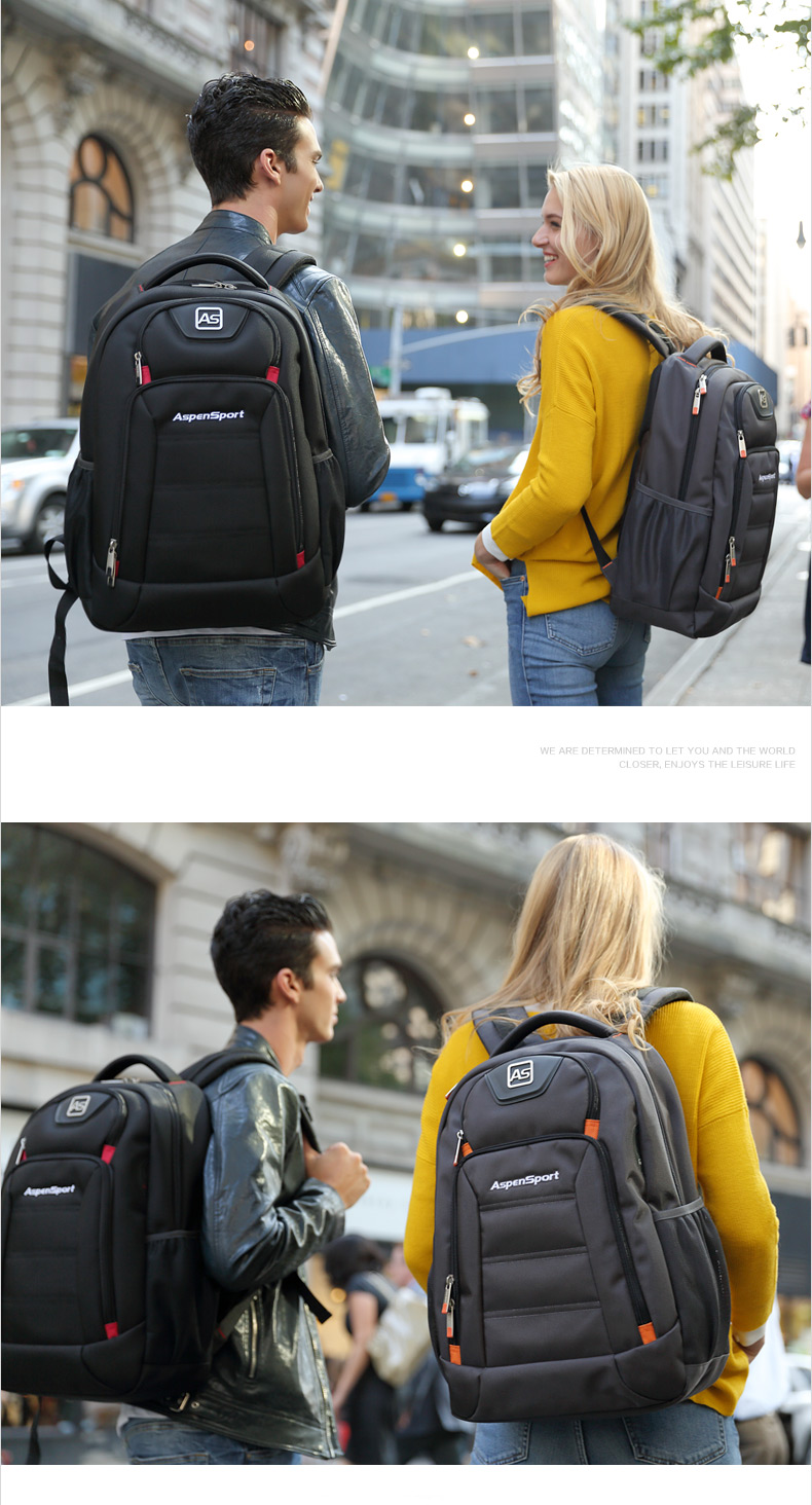 Aspensport กระเป๋าเป้ สะพายหลัง ชาย หญิง Laptop 15-16 นิ้ว รุ่น AS-B22 สีเทา แดง