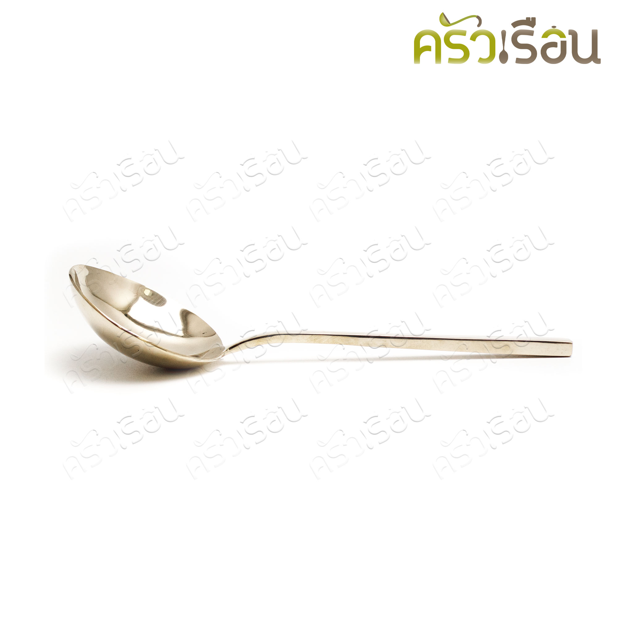 BRASS ช้อนซุป หน้าใหญ่ / ช้อนเสิร์ฟ ทองเหลืองแท้ ด้ามเรียบ 6.5 x 19 ซม. Brass Spoon ช้อนทองเหลือง ทัพพีซุป