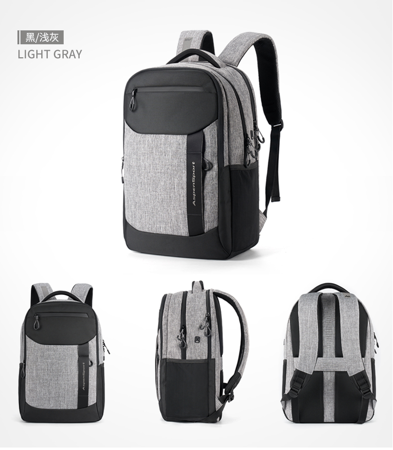 AspenSport Backpack Laptop กระเป๋าสะพายหลัง กระเป๋าโน๊ตบุ๊ค 14-16 นิ้ว กระเป๋าเดินทาง รุ่น AS-B80 ขนาด สีเทา-ดำ