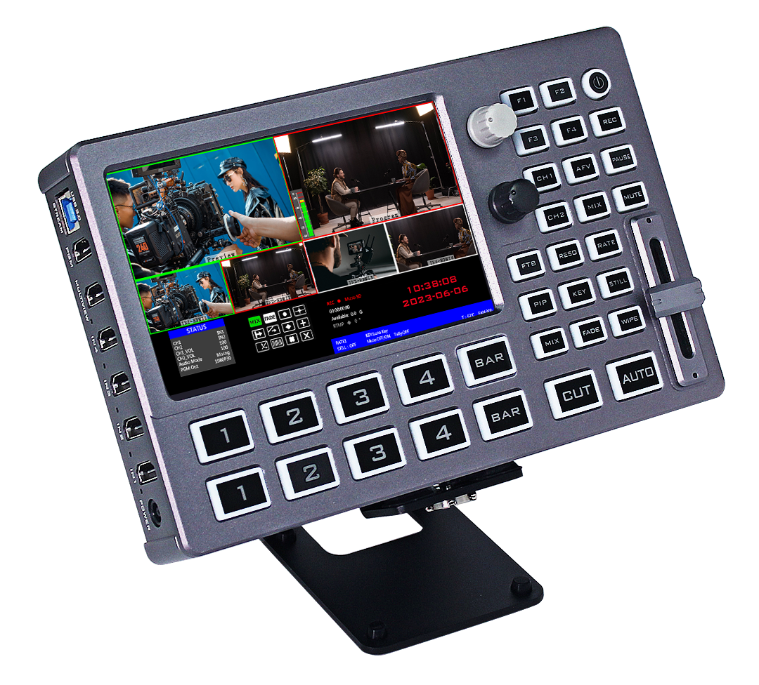 DeviceWell HDS8301: เครื่องสลับสัญญาณวิดีโอ 4 ช่อง All-in-One รองรับ 4K Input พร้อม Live Streaming, บันทึก และเอฟเฟกต์ 100+ รูปแบบ