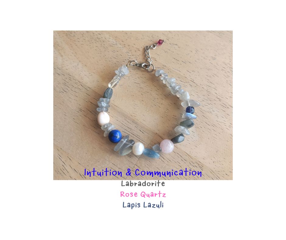 สร้อยข้อมือหินแท้ "Twisted" Labradorite+ Rose Quartz + Sodalite Bracelet (เจรจาเรียกทรัพย์ เมตตามหานิยม)
