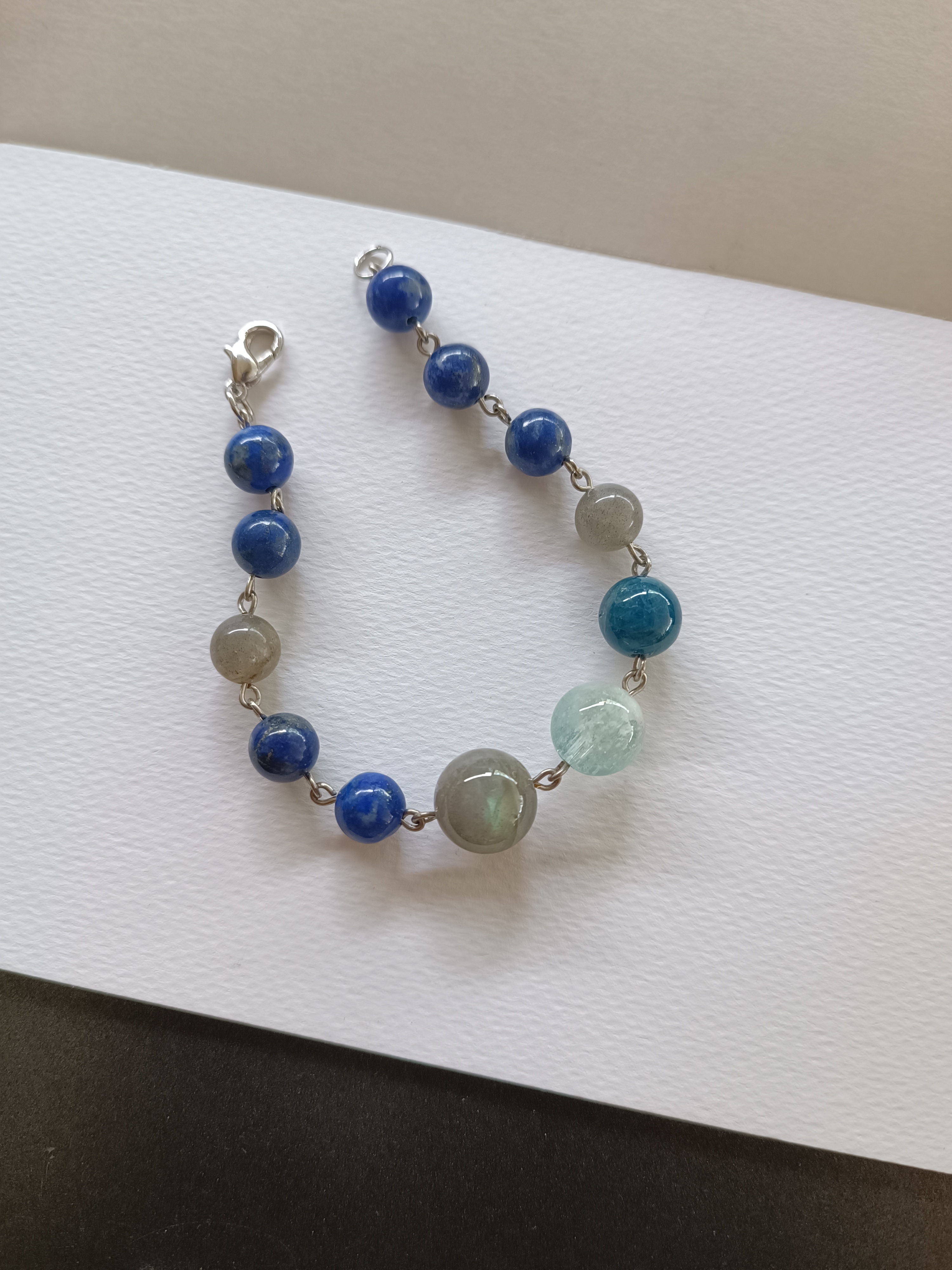 สร้อยข้อมือหินแท้ "Connected" Intuition and Communication Bracelet (Labradorite+Lapis Lazuli)