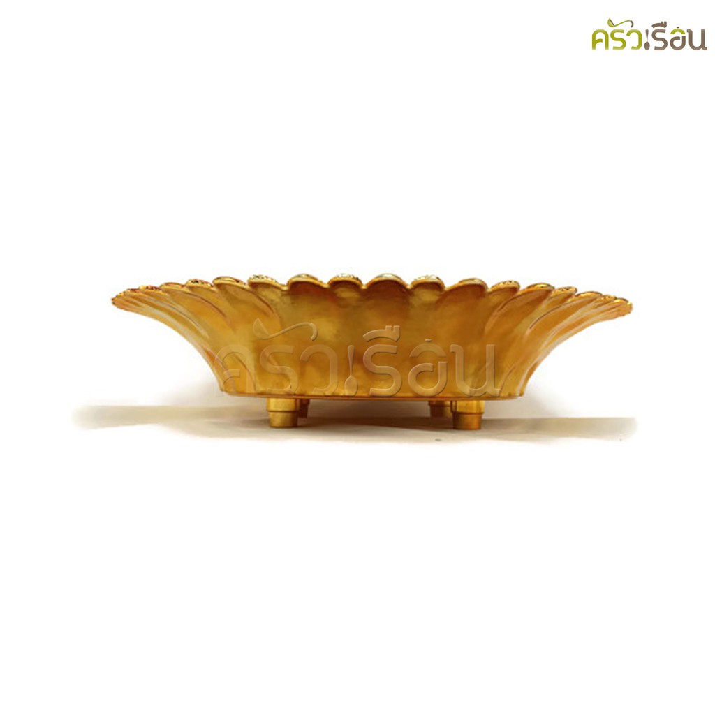 ลายไทย ถาดนกยูง พลาสติก สีทอง 28 ซม. ถาดพลาสติก ถาดลายไทย