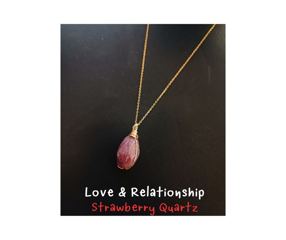 "Little Vivian" สร้อยพร้อมจี้หินแท้ Strawberry Quartz Necklace ( Passion Love & Self-Confident)