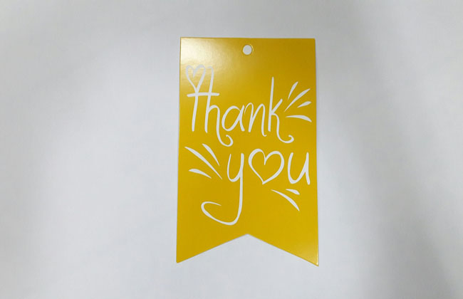 ป้ายขอบคุณ Thank You ลายเหลืองขาว ป้ายของวัญ ป้ายห้อยสินค้า