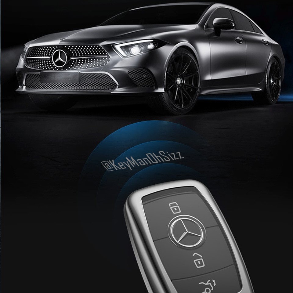 เคสรีโมทรถ โลหะอลูมินัมอัลลอย Mercedes Benz 2021 แบบ 2 ชั้น (Double-Layer Metal Aluminum Alloy Key Cover with transparent push button Guard 360) C-Class, E-Class , GLA และ GLC