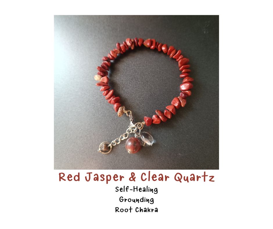 สร้อยข้อมือหินแท้ "POSH" Self-Love ,Self-Healing Bracelet (Red Jasper , Clear Quartz)