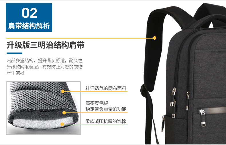 กระเป๋า Hi-End จาก AspenSport กระเป๋าเป้สะพายหลัง โน๊ตบุ๊ค รุ่น AS-B68 ใส่ laptop 13-16 นิ้ว สีเทา-ขาว