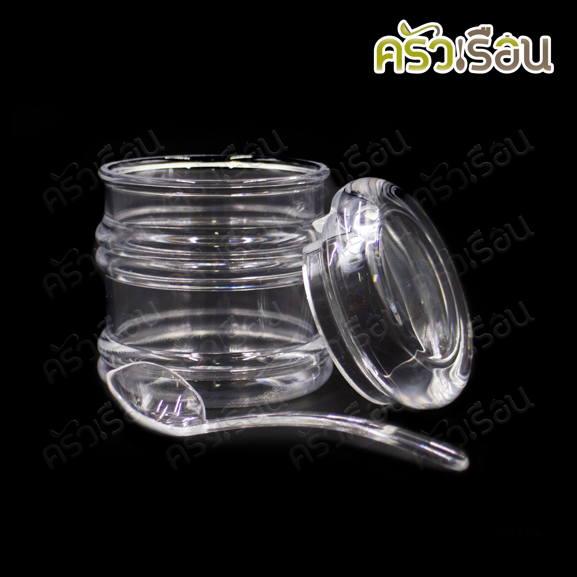 SUMO ชุดโถใส่เครื่องปรุง ใส ฝาหนา + ช้อน 120 ml. YG8044