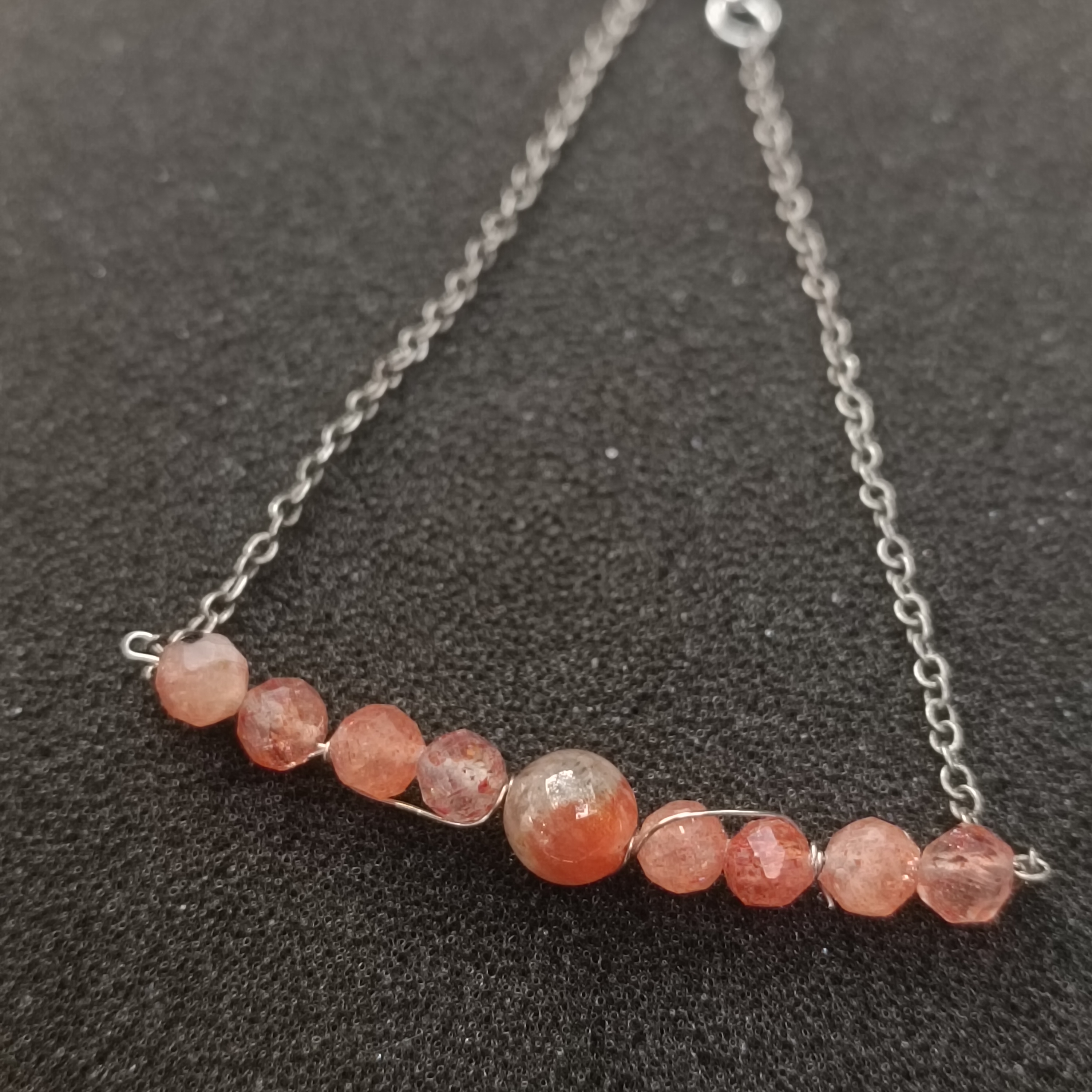 สร้อยข้อมือเงินแท้ 925 "Lak Lak " ประดับหินแท้ Sunstone Bracelet (Self-Confident ,Boost Energy ,Leadership)