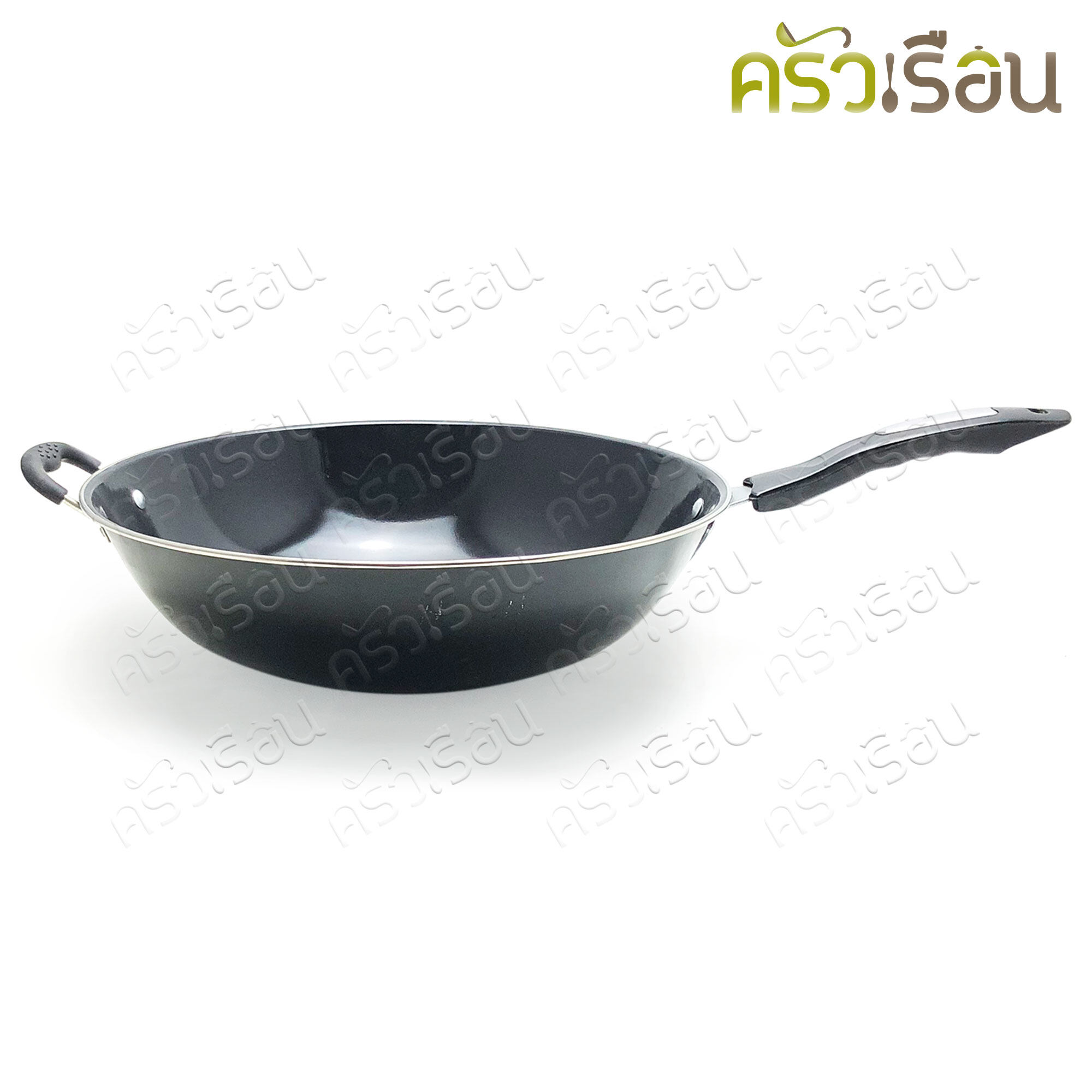 กระทะเหล็ก เคลือบดำ ราคาต่อใบ กระทะด้าม กระทะ กระทะเคลือบ กระทะจีน กระทะก้นลึก