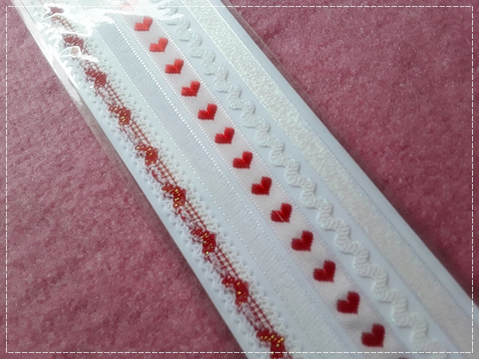 ชุดเทปริบบิ้น Stick Trims โทนสีแดง - ขาว