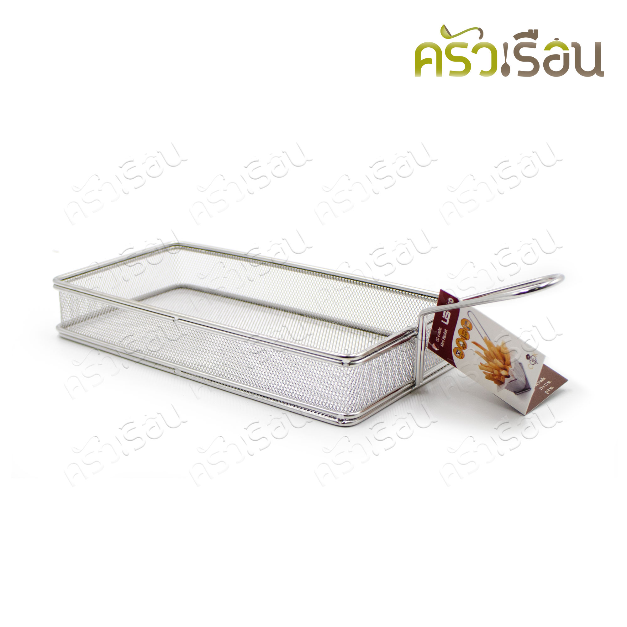 US ตะกร้าใส่ของทอด สี่เหลี่ยมผืนผ้า มีด้ามจับ 13 x 25 x 4 ซม. FF-898