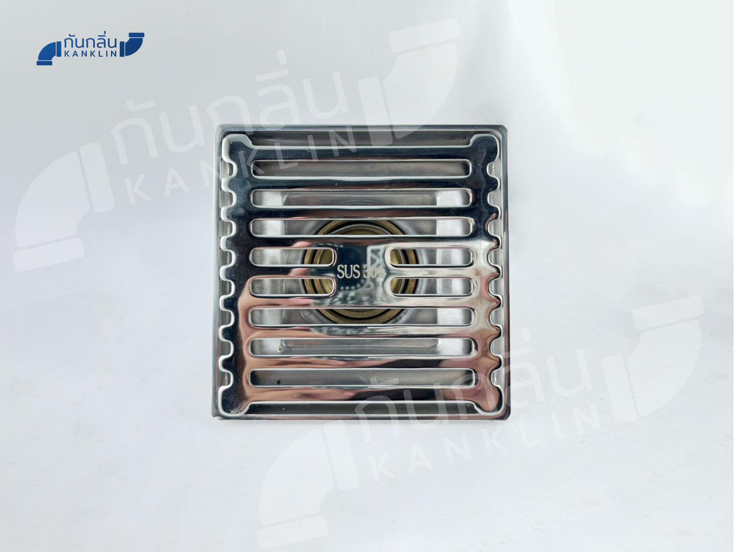 ตะแกรงสแตนเลส พร้อมท่อกันกลิ่นทองเหลือง หน้าเหลี่ยม กว้าง 10x10 ซม.