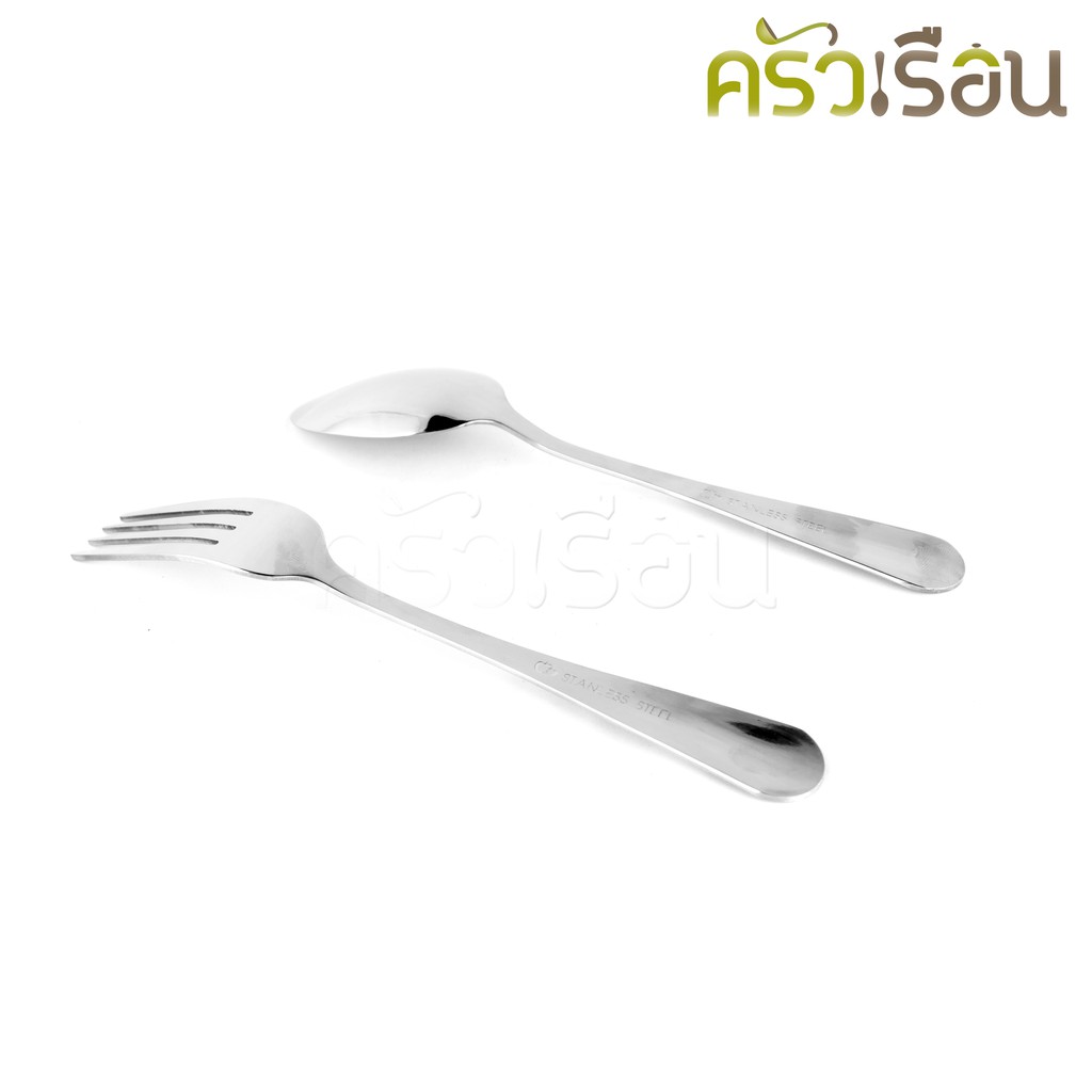 Double Apples [ 6 คู่ ] ช้อน+ส้อม ลาย857 อย่างหนา 2.0 มม. 19 ซม. ตราแอปเปิ้ลคู่ ช้อนข้าว ช้อนยาว ช้อนกันส้อม ช้อนส้อม