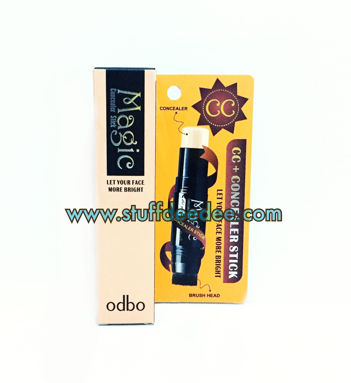 คอนซีลเลอร์แบบแท่ง ODBO Magic เบอร์ 03 พร้อมแปรงสำหรับเกลี่ย ขนาดกระทัดรัด พกพาสะดวก เน้นการปกปิดดีเยี่ยม