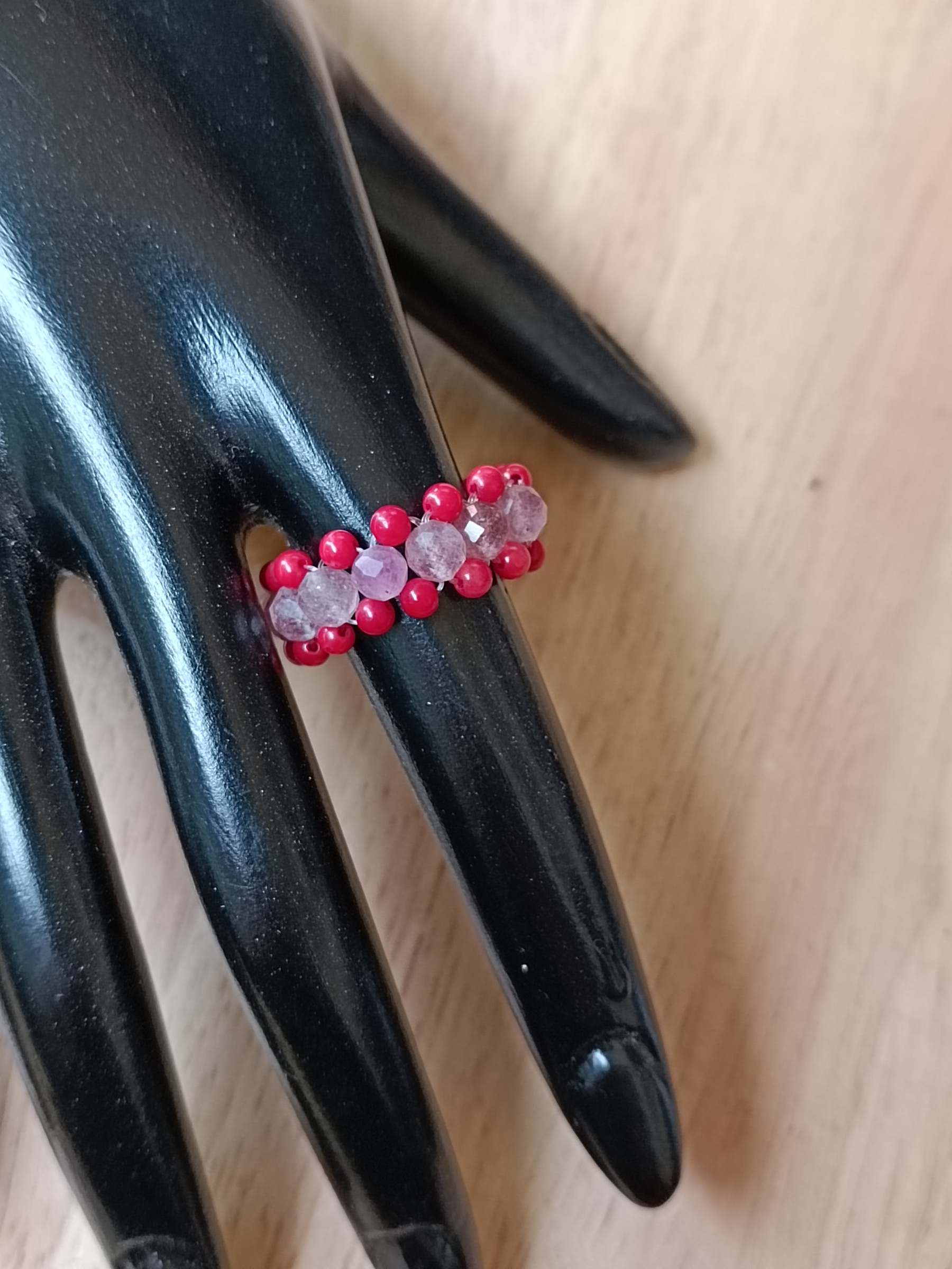 "MeMe" Ring Collection แหวนถักหินแท้ Love Vibe (Strawberry Quartz) เสริมพลังงานความรัก