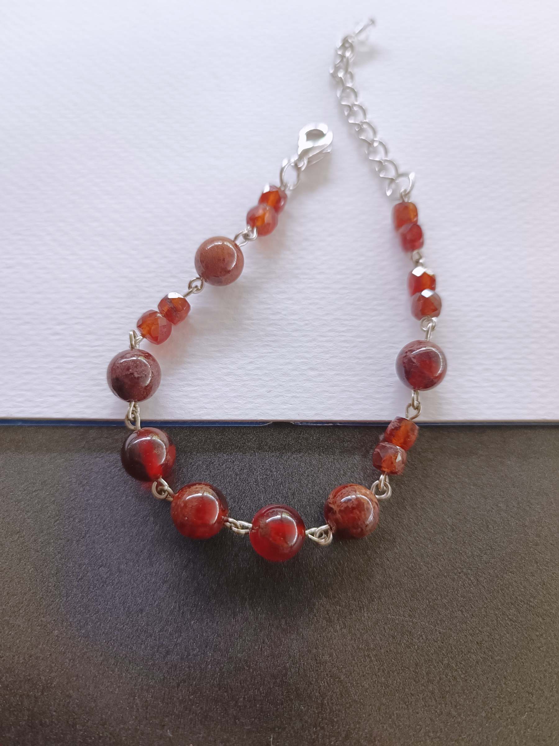สร้อยข้อมือหินแท้ "Connected" Spessartine Garnet ( Creativity , Attraction & Good Health)
