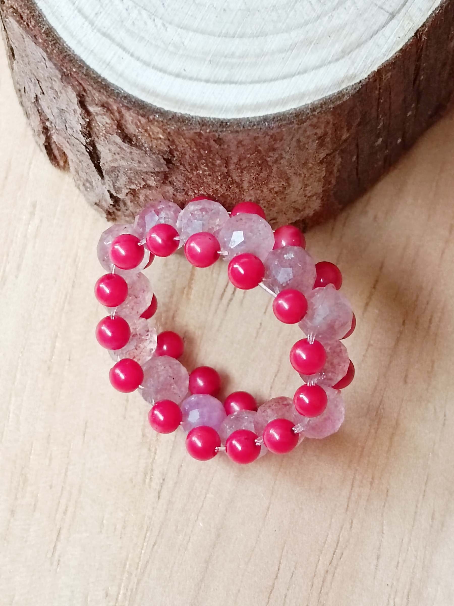 "MeMe" Ring Collection แหวนถักหินแท้ Love Vibe (Strawberry Quartz) เสริมพลังงานความรัก
