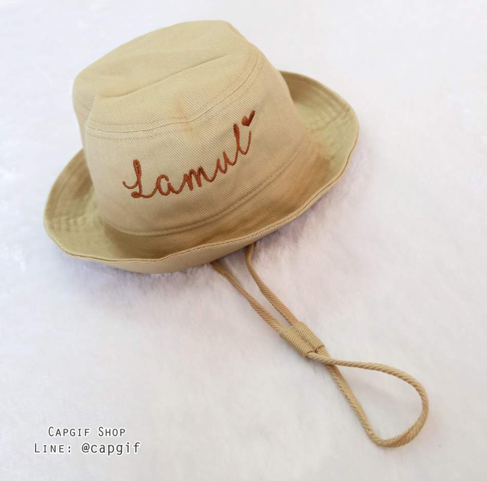 หมวกบักเก็ต(bucket)แบบผูกคางปักชื่อ