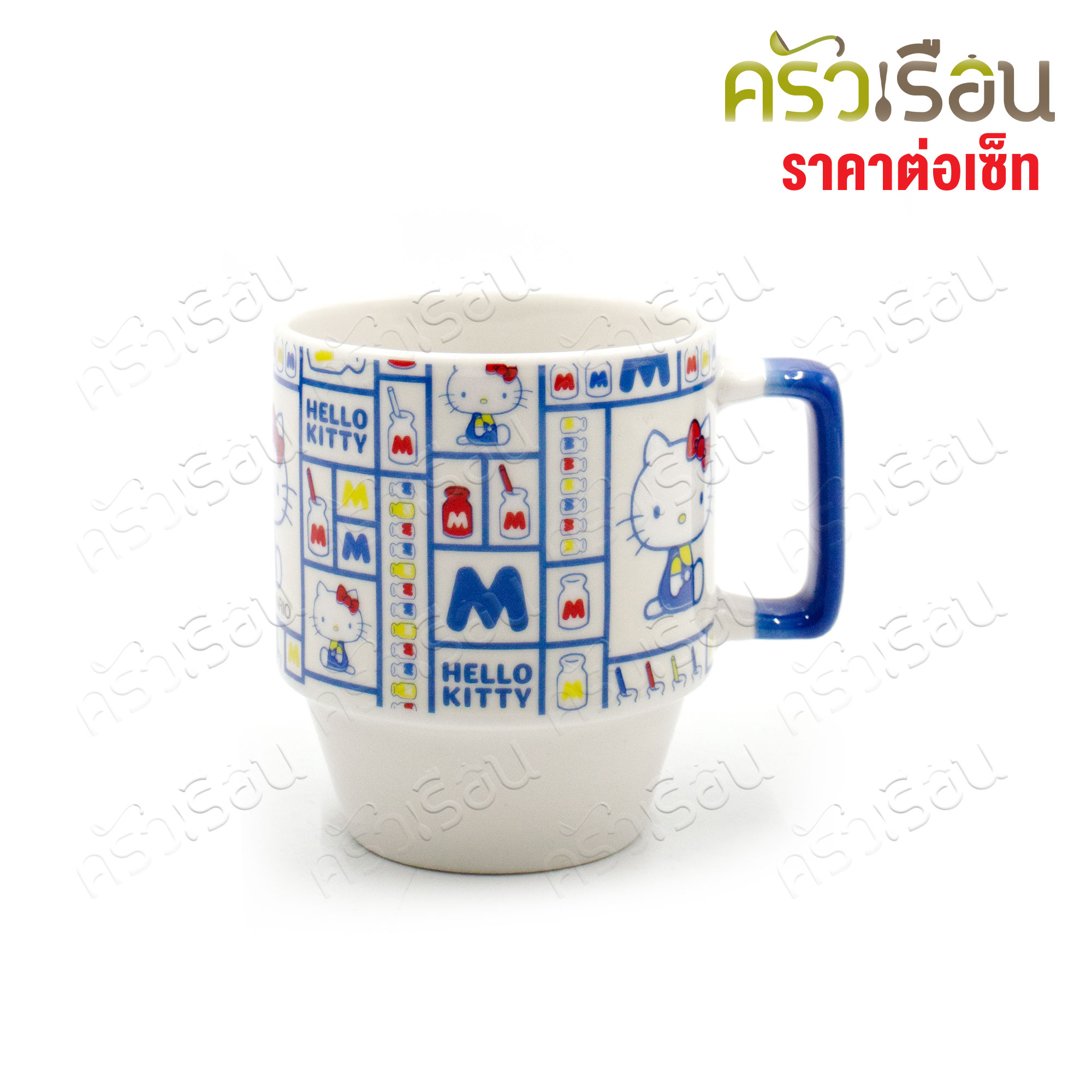 FOFO [ Price per set ] Gift set, stackable mug, 330 ml., 2 pieces, Kitty or BAD BADZ-MARU, Sario licensed, coffee cup, water cup