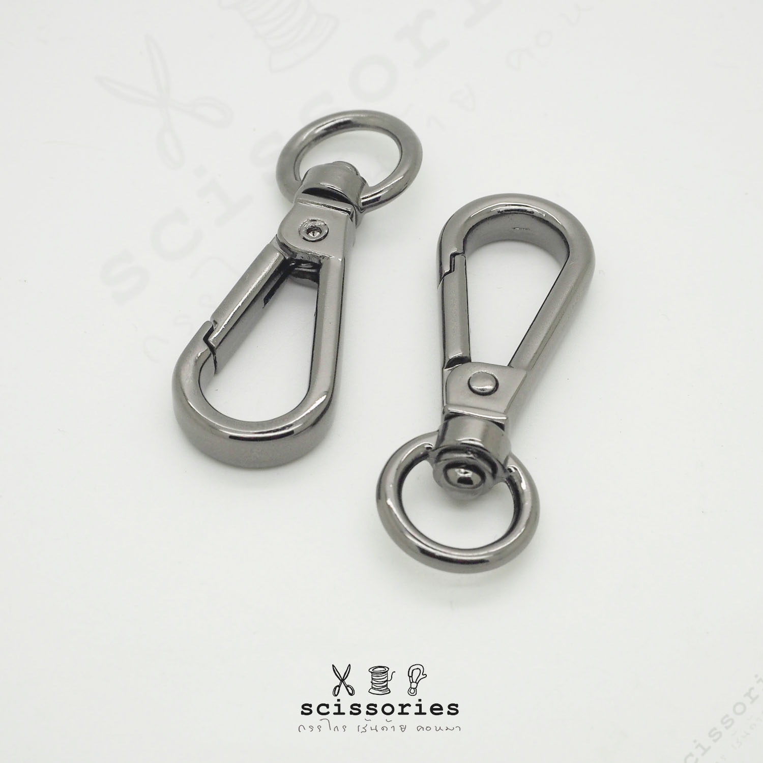 คอหมาเกี่ยว ท้ายห่วง กว้าง 1.2cm สีดำเมทาลิค 2 ตัว