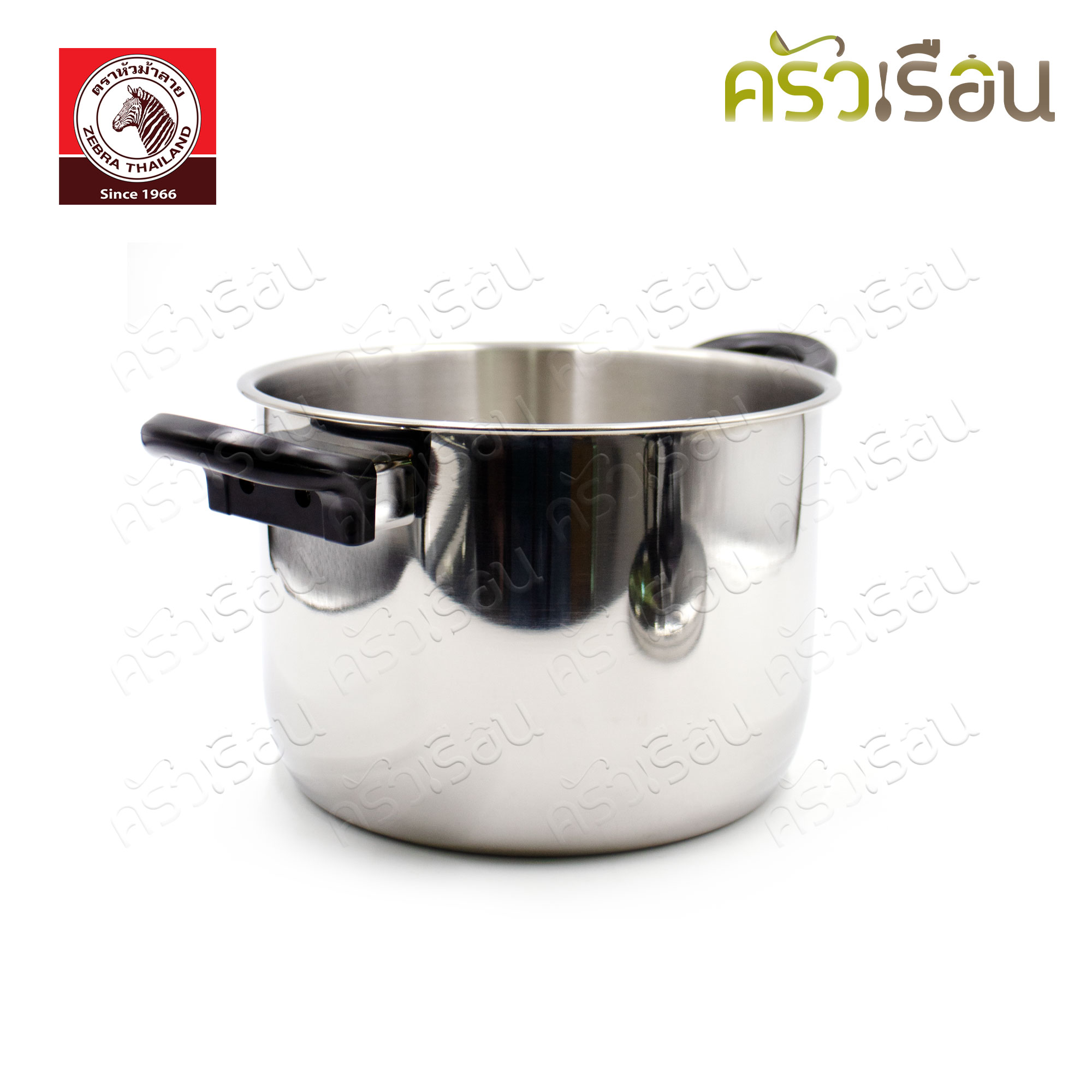 Zebra หม้อหุงต้ม 22 ซม. ทรงสูง แถมชั้นนึ่ง ตราหัวม้าลาย 163715 หม้อทรงสูง หม้อทรงลึก หม้อนึ่ง ซึ้ง เล็ก