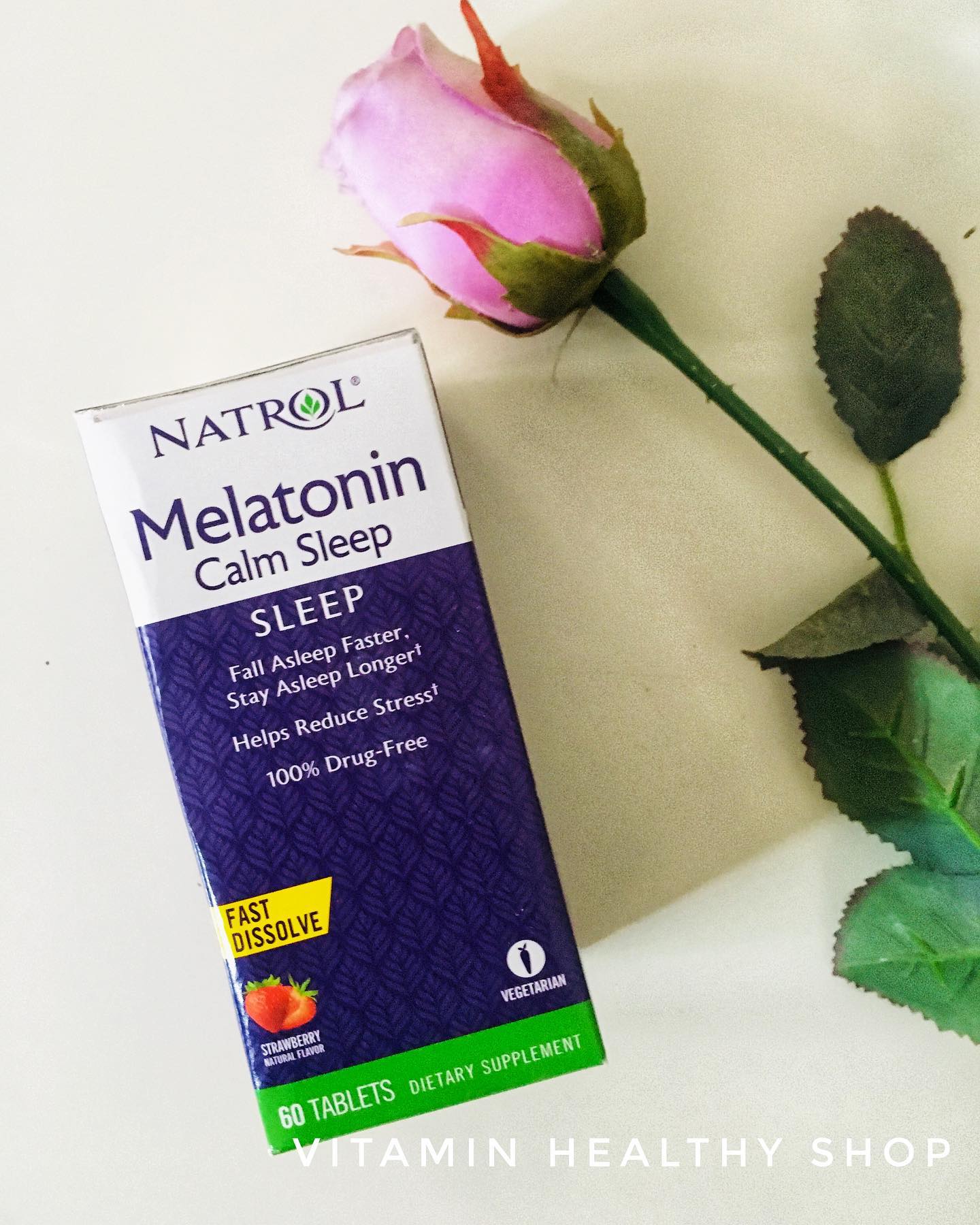 Natrol, Advanced Melatonin Calm Sleep, Fast Dissolve, Strawberry Flavor, 60 Tablets